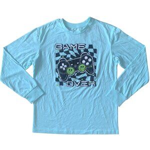 Art Class Junior Boys Game Over Long Sleeve Graphic Tee Aqua Blue Size XL